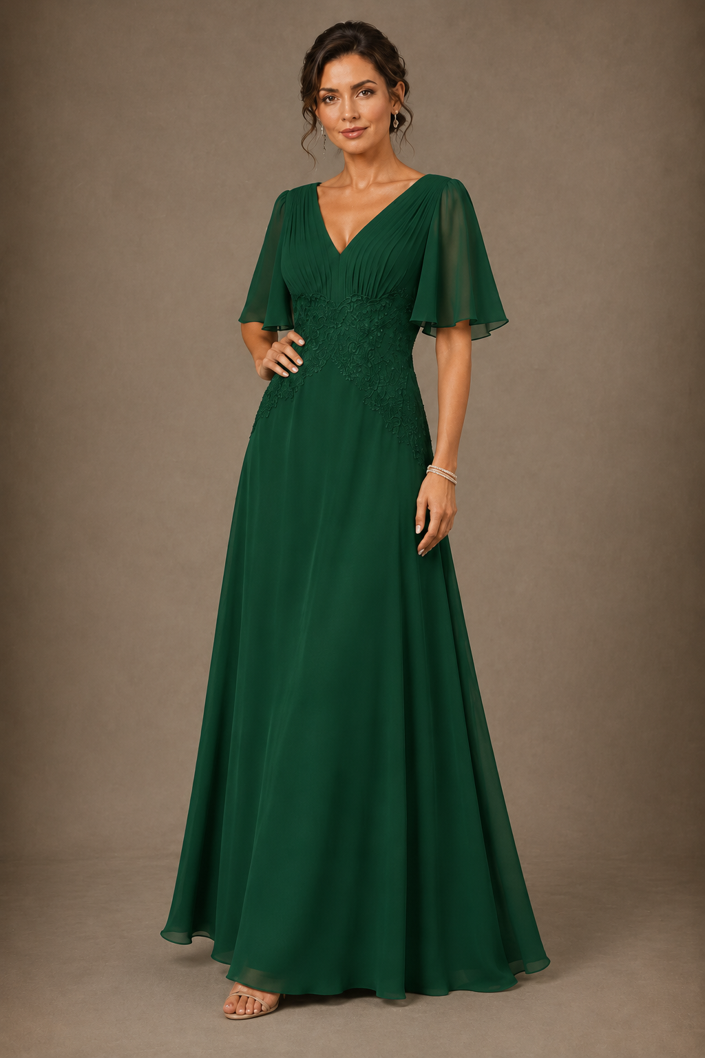 A-Line Chiffon Mother of the Bride Dress with Applique