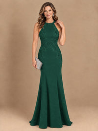 Halter Neckline Lace Appliques Mother of The Bride Dresses