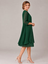 Tea Length Sequin Lace Mother of The Bride Dress with Chiffon Jacket