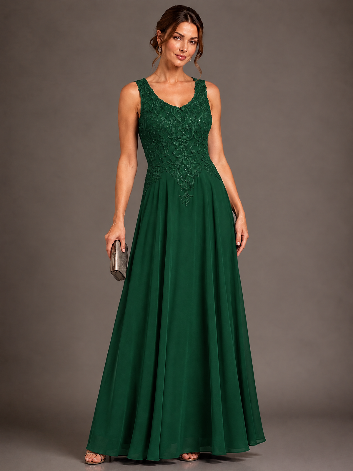 A-line 2 Pieces Chiffon Appliques Mother of The Bride Dresses with Jackets