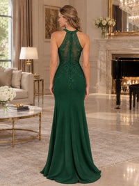 Halter Neckline Lace Appliques Mother of The Bride Dresses