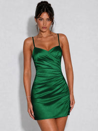 Satin Ruched Spaghetti Strap Homecoming Dress