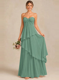 Strapless Chiffon Bridesmaid Dress with Tiered Ruffles