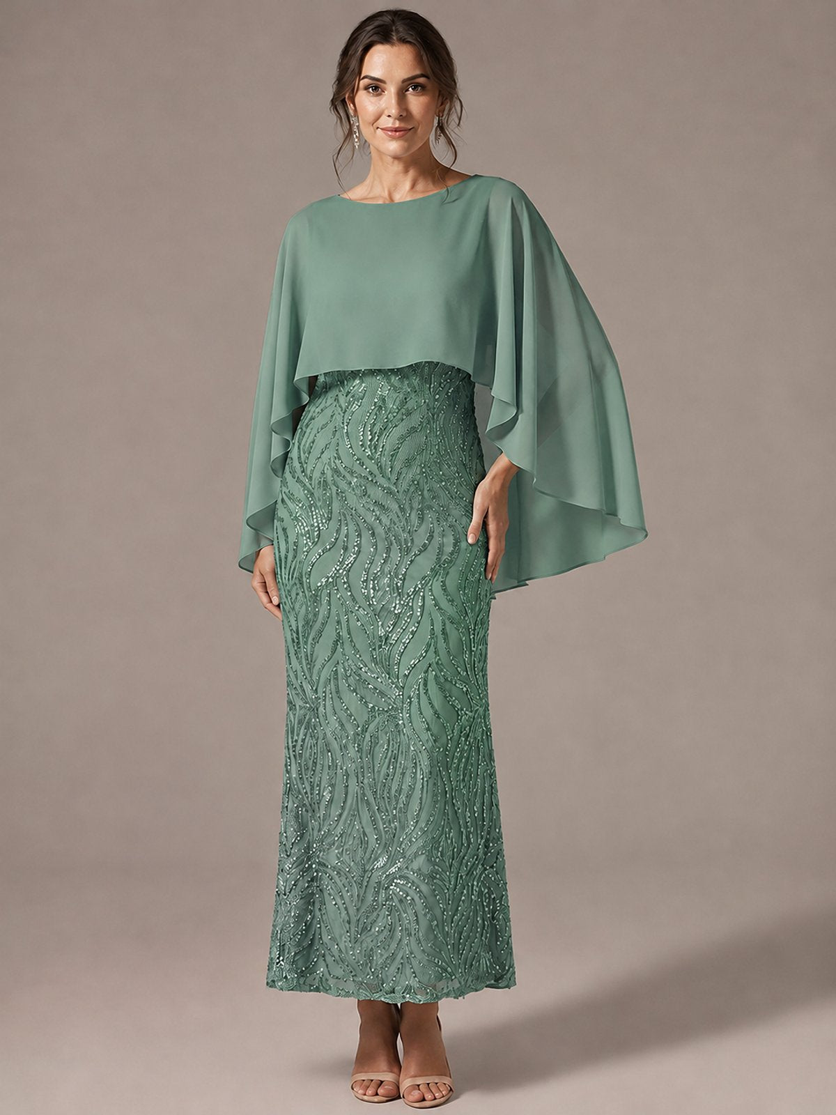 Light Blue Sequin 2 Pieces Mother of the Bride Dress