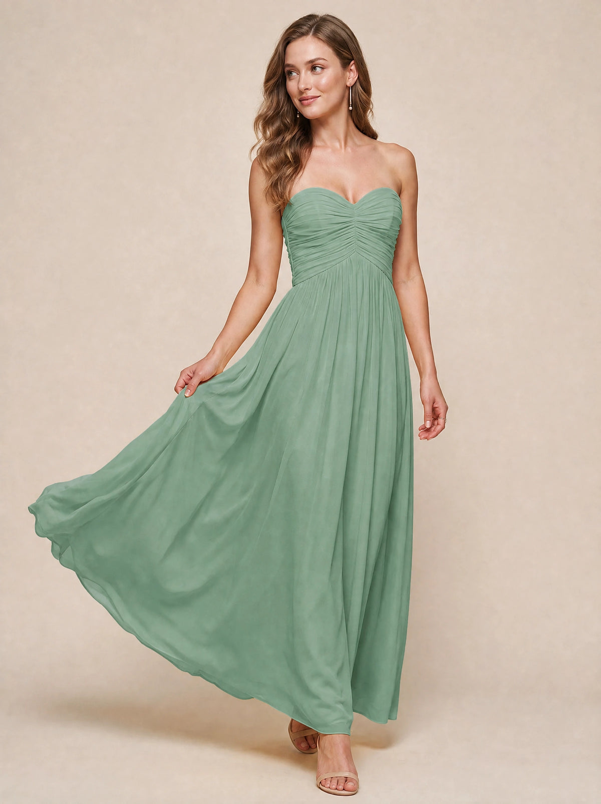 Strapless Pleated Chiffon A-Line Bridesmaid Dress