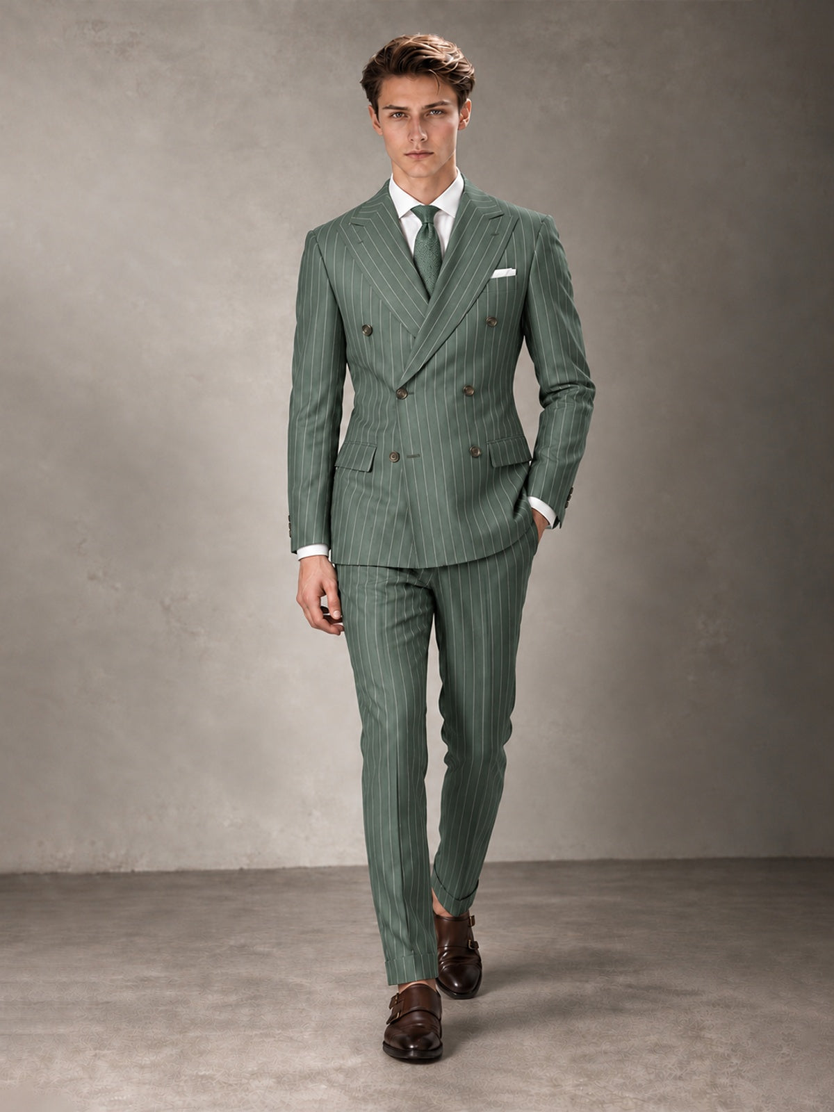 Double Breasted Pinstripe Men's Suit 2 Piece (Jacket & Pants) for Wedding & Formal Prom
