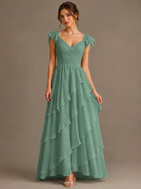 Ruffle Tiered V Neck Maxi Dress