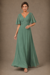 A-Line Chiffon Mother of the Bride Dress with Applique