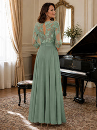 Lace Applique Wide-Leg Chiffon Mother of the Bride Jumpsuit
