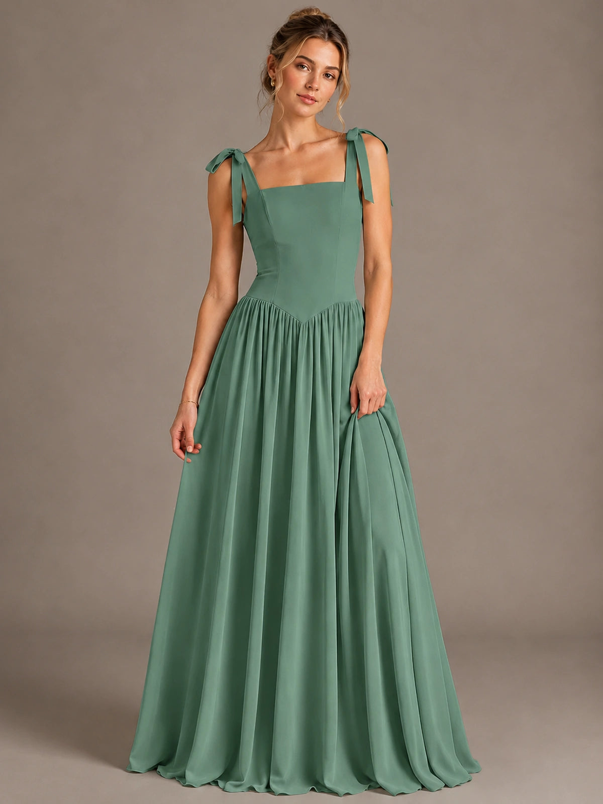 Square Neck A-Line Maxi Dress