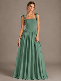 Square Neck A-Line Maxi Dress