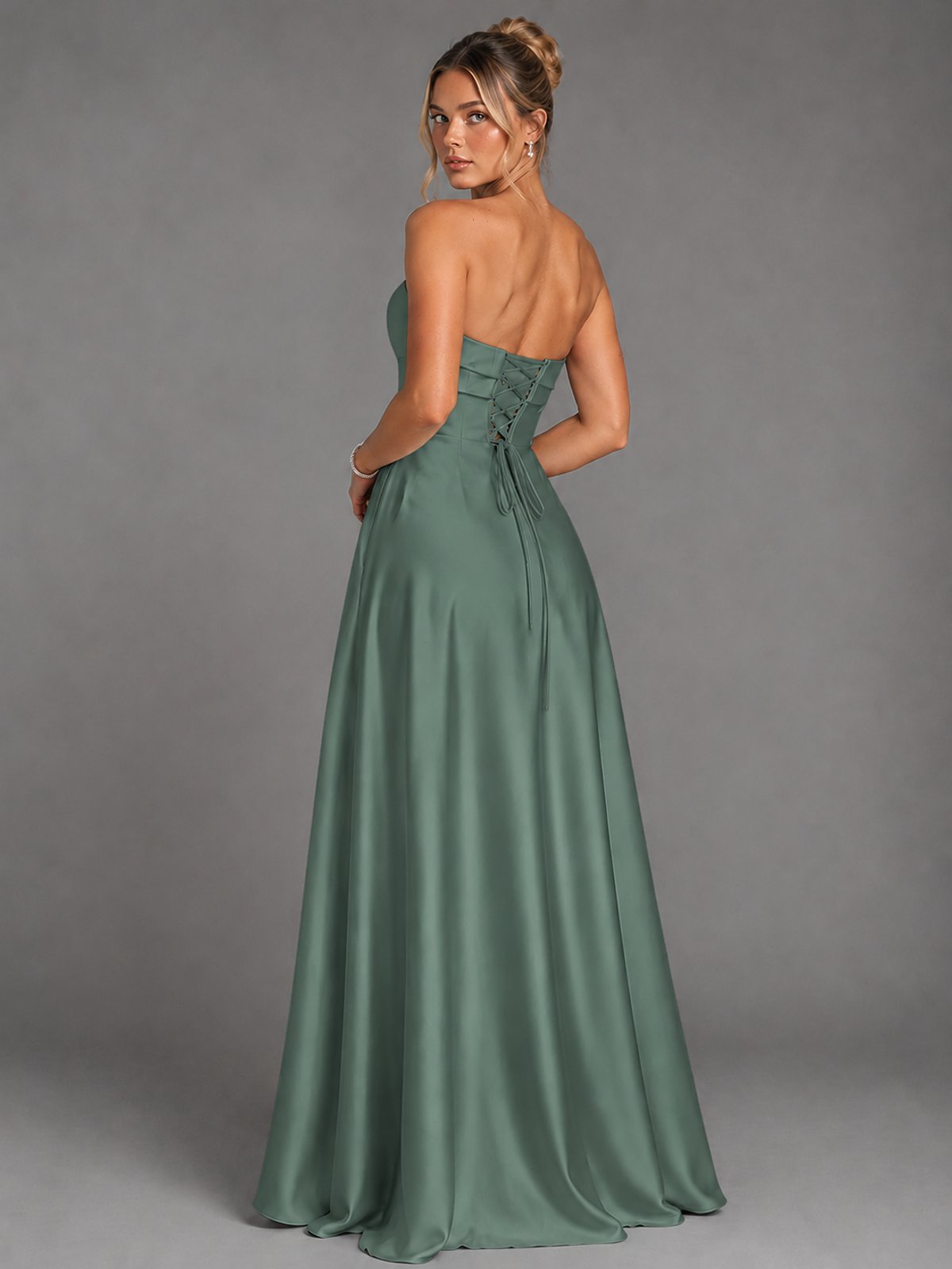 Sweetheart Neck Strapless Satin A-Line Prom Dress