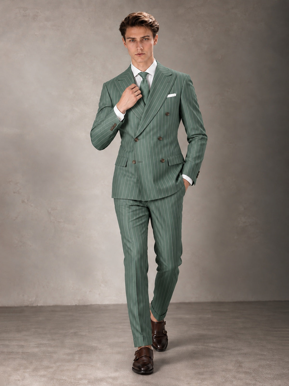 Double Breasted Pinstripe Men's Suit 2 Piece (Jacket & Pants) for Wedding & Formal Prom