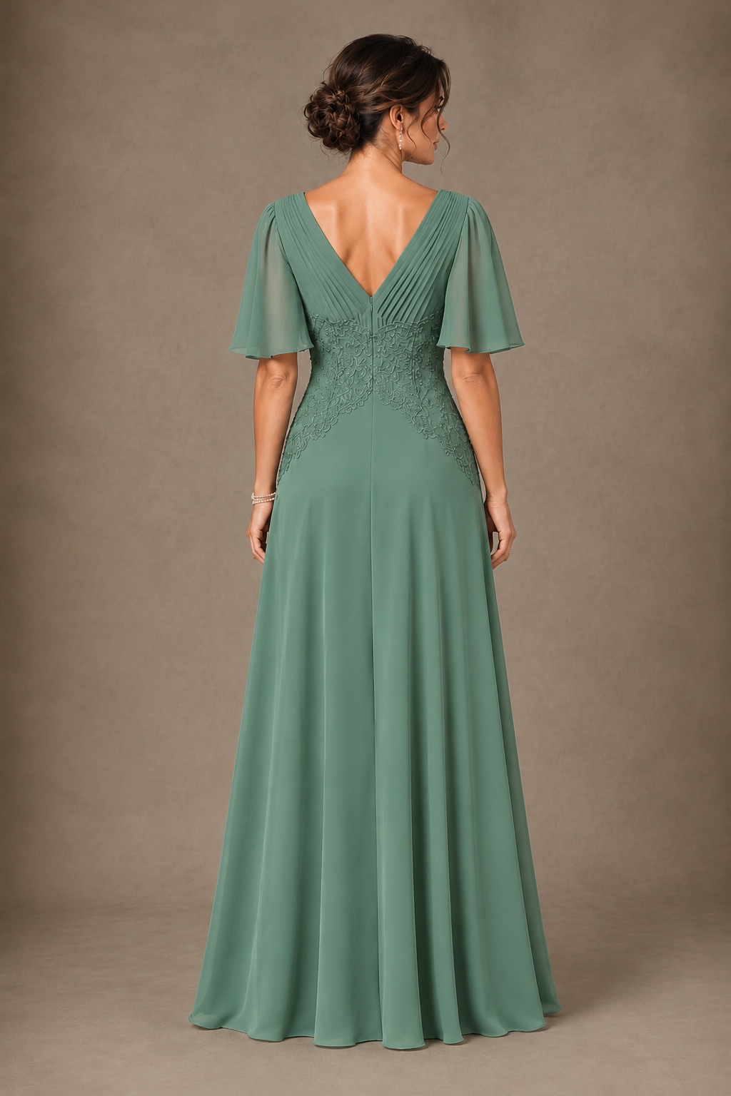 A-Line Chiffon Mother of the Bride Dress with Applique