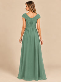Cap Sleeve Mother of The Bride Dresses Long Chiffon Formal Gowns
