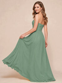 Strapless Pleated Chiffon A-Line Bridesmaid Dress