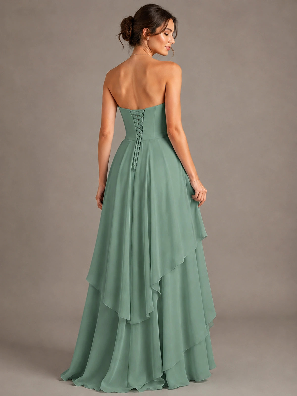 Strapless Ruffle A-Line Maxi Dress