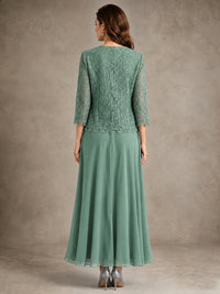 2-Piece Chiffon Mother of the Bride Dress with Lace Jacket