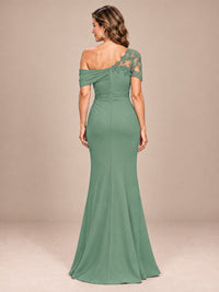 One Shoulder Chiffon Mother of The Bride Dress