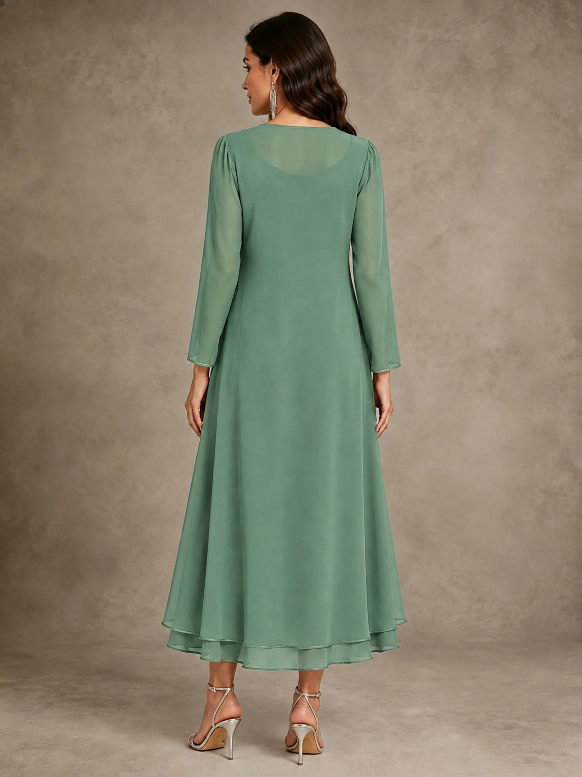 Sequin Chiffon Mother of the Bride Dress with Jacket