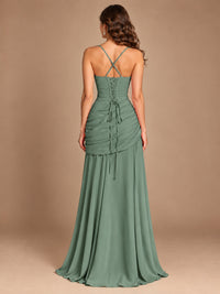 Butter Yellow Square Neck Ruched A-Line Prom Dress