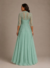 Embellished Appliques Mother of the Bride Dress with 3/4 Sleeves