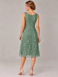 Tea Length Sequin Lace Mother of The Bride Dress with Chiffon Jacket