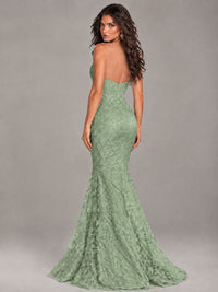 Strapless Corset Mermaid Prom Dress Lace Appliqué Formal Gown