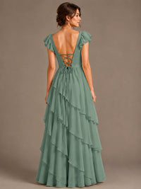 Ruffle Tiered V Neck Maxi Dress