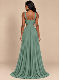 Butter Yellow Pleated Cutout Maxi Dress