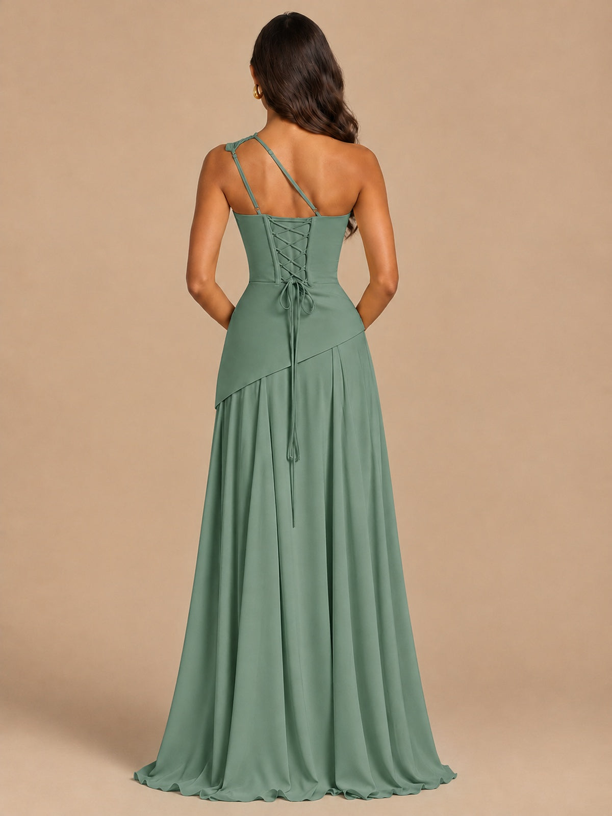 One Shoulder Prom Dress A-line Ruched Women Wedding Formal Gowns