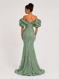 Sequin Off-Shoulder Ruffle Mermaid Prom Dress