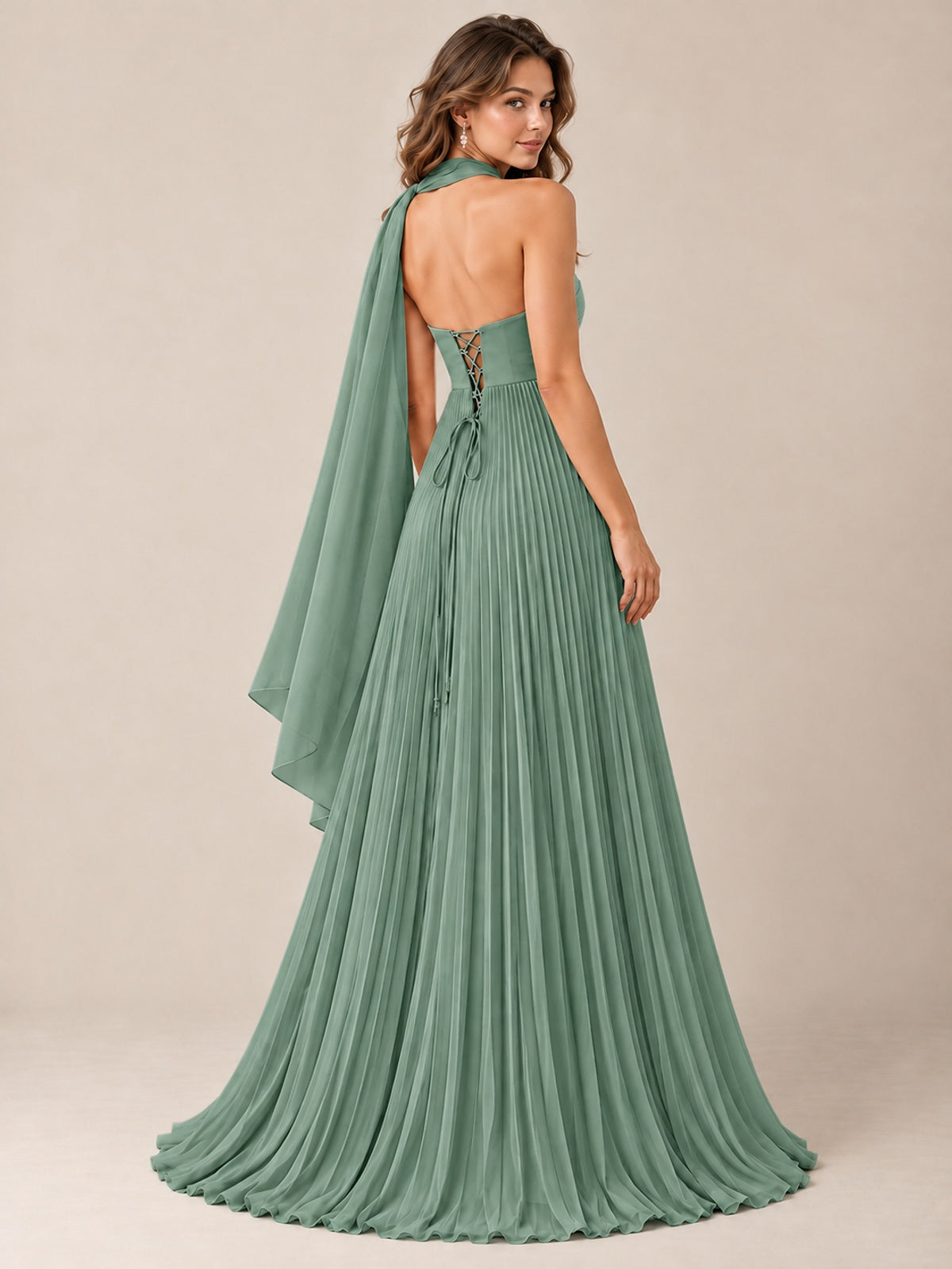 Sweetheart Neckline Pleated Prom Dress Strapless A-line Formal Dress with Flowy Scarf