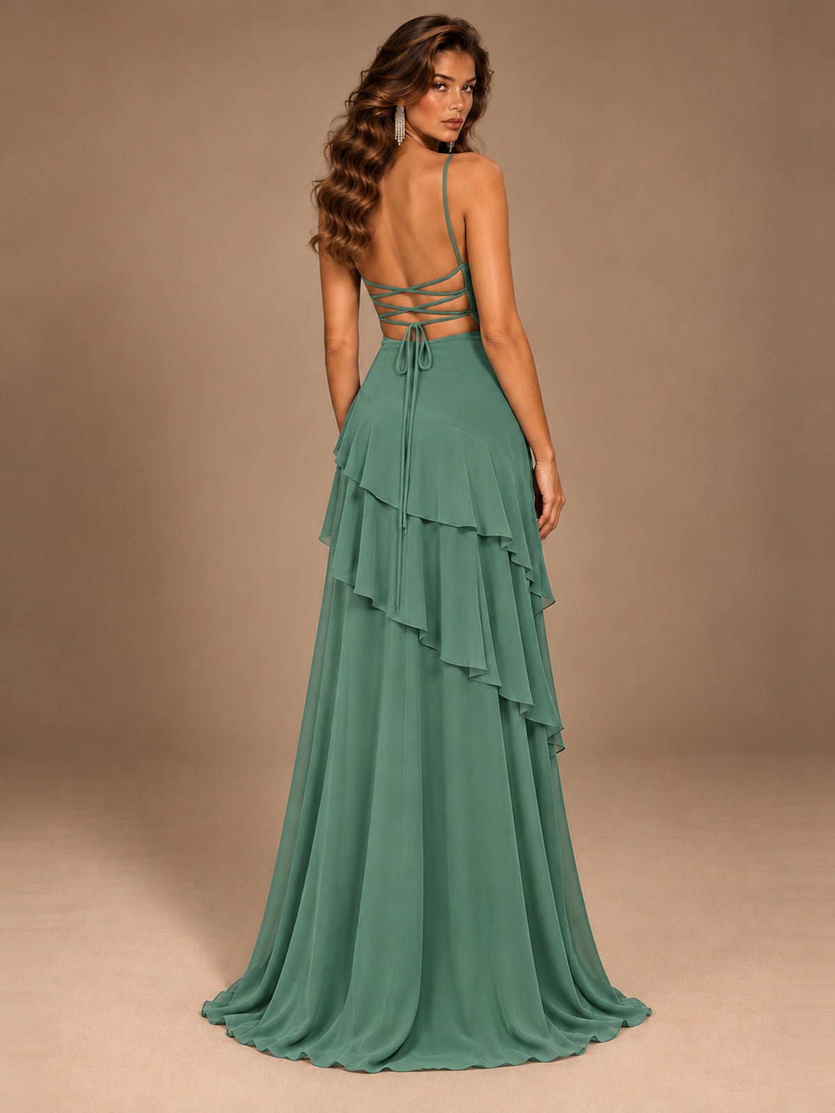 Sweetheart A-Line Ruffle Prom Dress with Spaghetti Straps