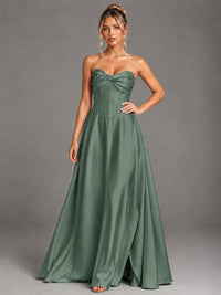 Sweetheart Neck Strapless Satin A-Line Prom Dress