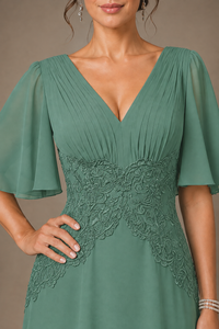 A-Line Chiffon Mother of the Bride Dress with Applique