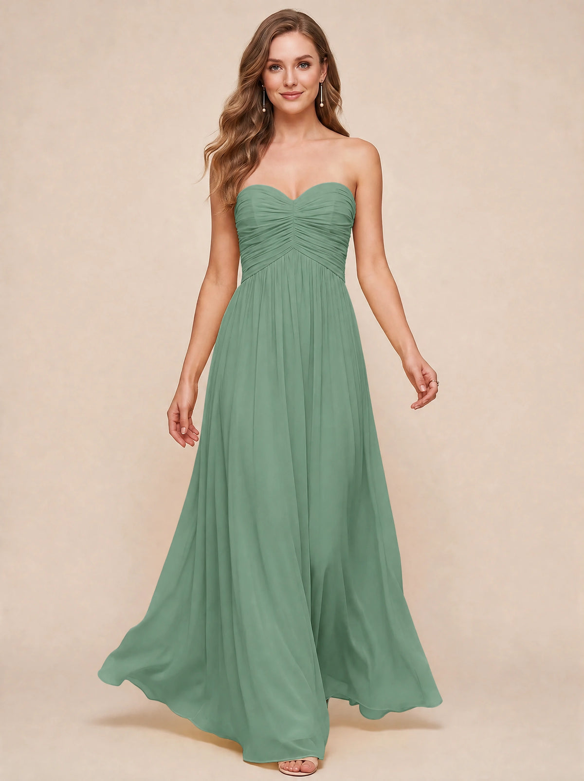 Strapless Pleated Chiffon A-Line Bridesmaid Dress