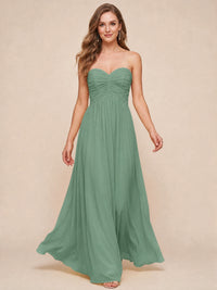 Strapless Pleated Chiffon A-Line Bridesmaid Dress