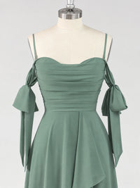 A-Line Ruffles Chiffon Bridesmaid Dress with Slit