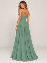 Butter Yellow Ruched Spaghetti Strap Drop-Waist Prom Dress