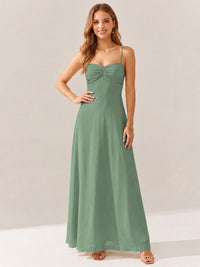 JOVELLEE Yellow Sweetheart Ruched Bust Chiffon Maxi Dress