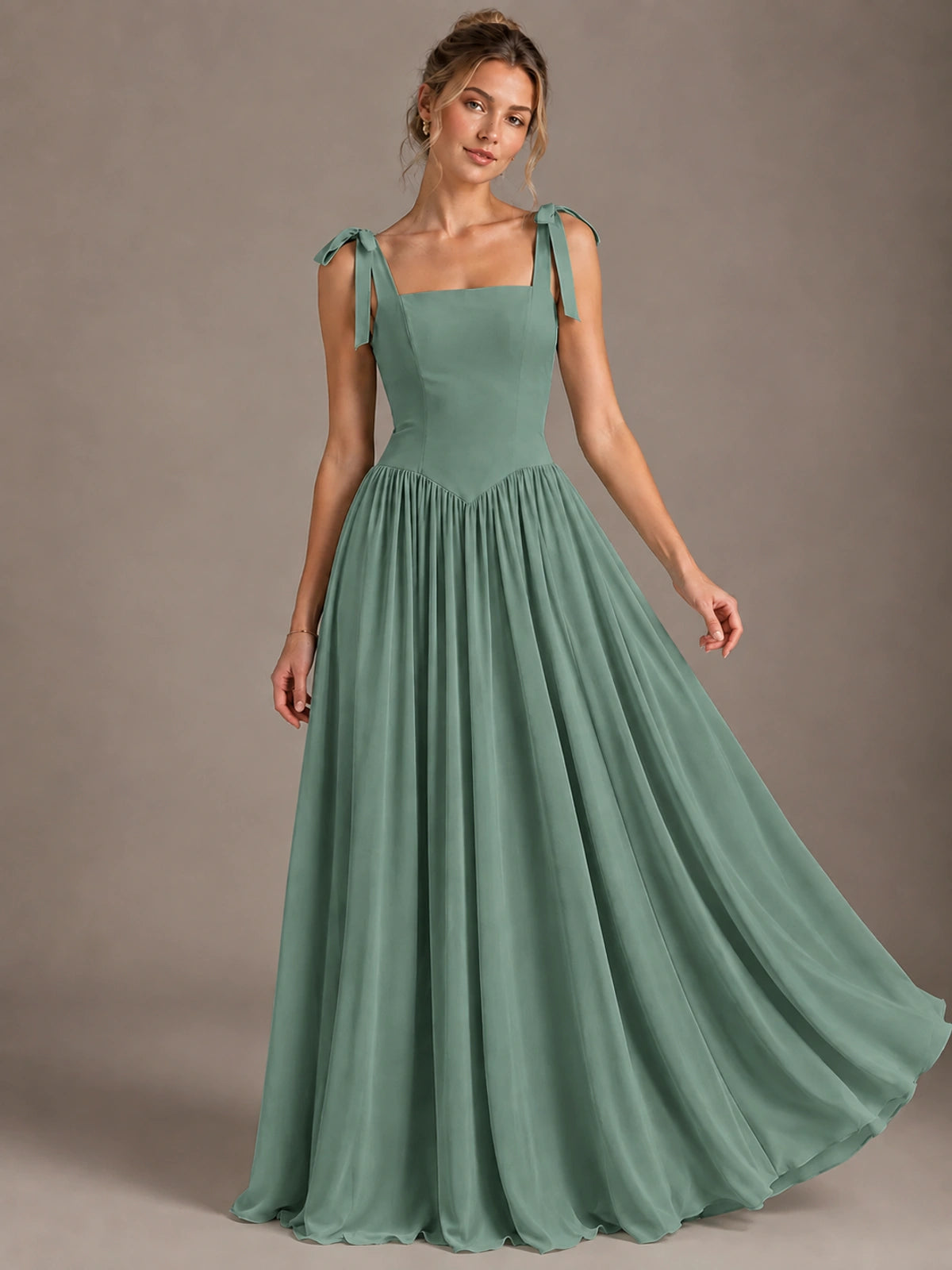 Square Neck A-Line Maxi Dress