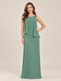Cape Sleeve Mother of the Bride Dress with Asymmetrical Overlay