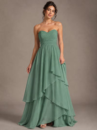 Strapless Ruffle A-Line Maxi Dress