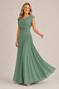Cowl Neck Ruched Chiffon Mother of the Bride Dress