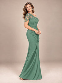 One Shoulder Chiffon Mother of The Bride Dress