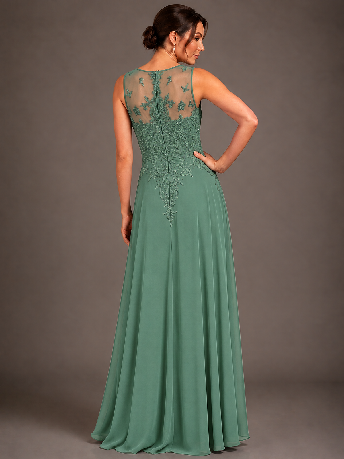 A-line 2 Pieces Chiffon Appliques Mother of The Bride Dresses with Jackets