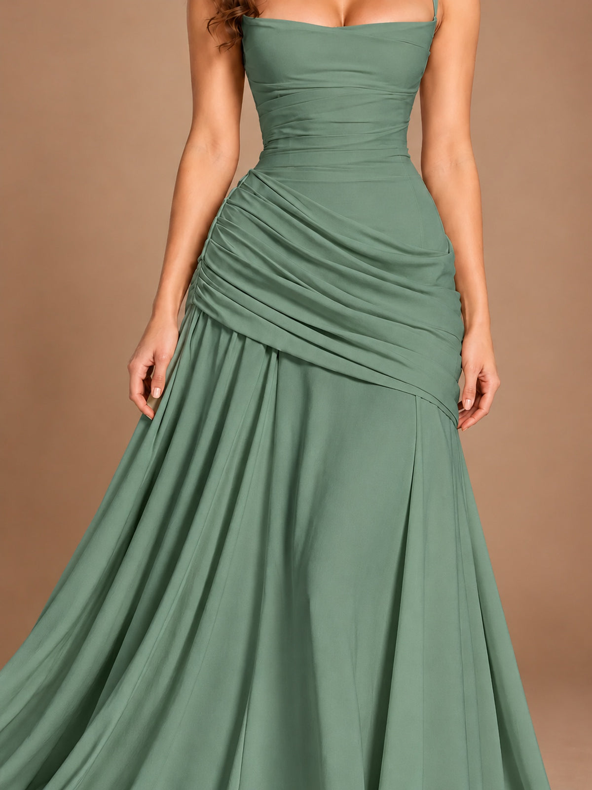 Butter Yellow Square Neck Ruched A-Line Prom Dress