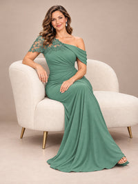 One Shoulder Chiffon Mother of The Bride Dress