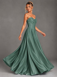 Sweetheart Neck Strapless Satin A-Line Prom Dress